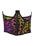 Lavish Rainbow Animal Print Mesh Open Cup Waist Cincher