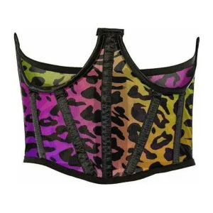 Lavish Rainbow Animal Print Mesh Open Cup Waist Cincher