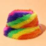 Rainbow Plush Furry Bucket Hat