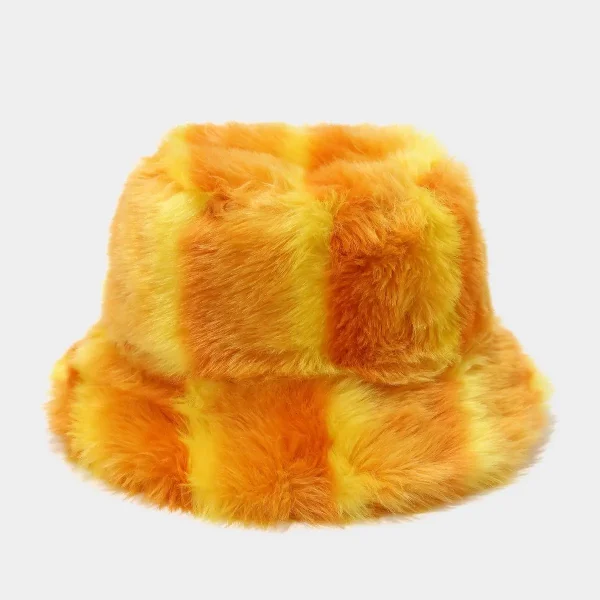 Rainbow Plush Furry Bucket Hat
