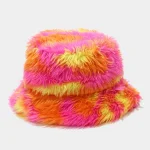 Rainbow Plush Furry Bucket Hat