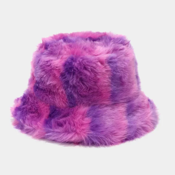 Rainbow Plush Furry Bucket Hat