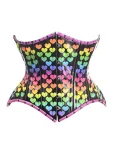 Top Drawer Rainbow Hearts Double Steel Boned Curvy Cut Underbust Cincher Corset