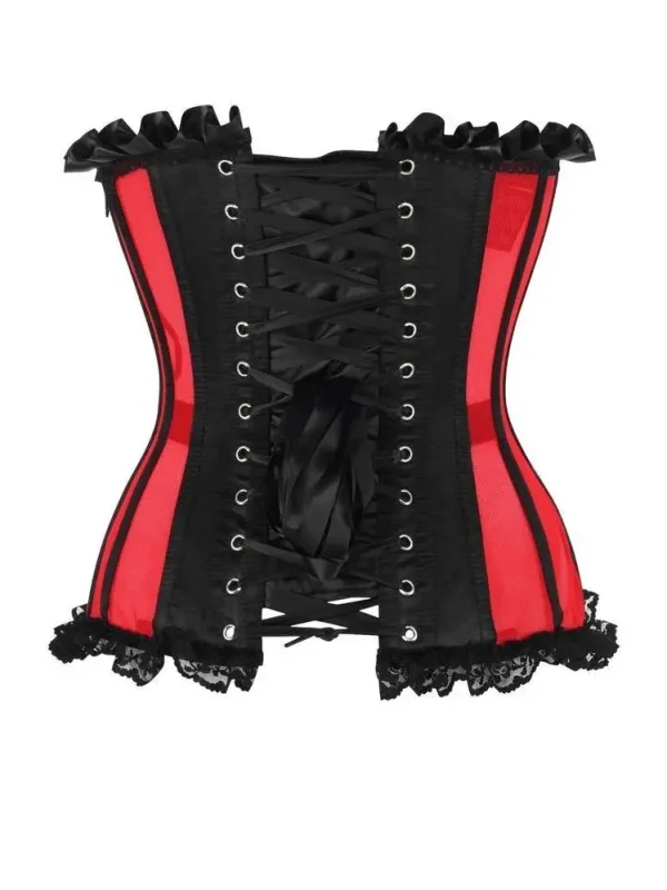 Top Drawer Steel Boned Red/Black Mesh Underwire Bustier Corset