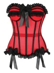 Top Drawer Steel Boned Red/Black Mesh Underwire Bustier Corset