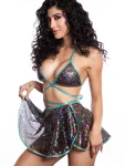 Rainbow Sequin Skirt Set