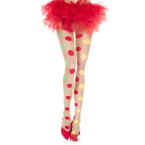 Music Legs Multi Color Polka Dot Spandex Pantyhose