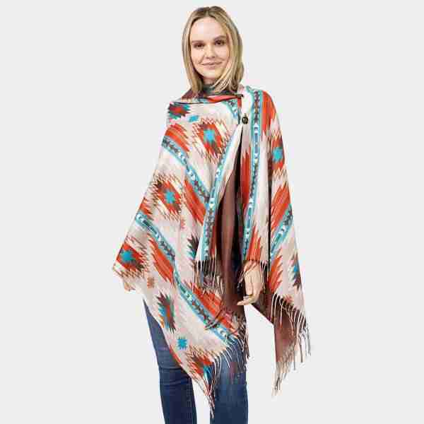 Aztec Patterned Scarf / Poncho