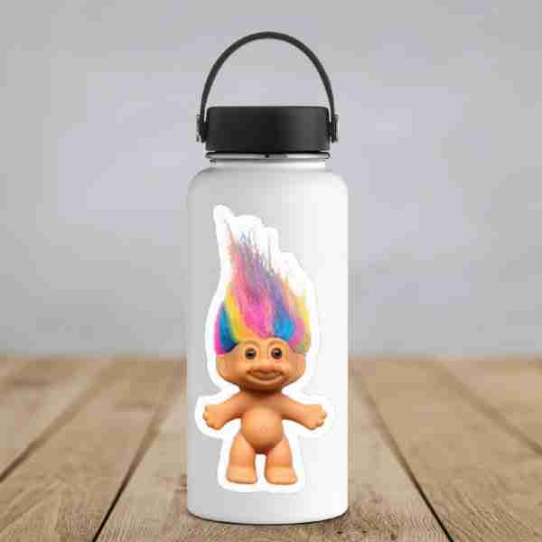 Retro Troll Doll Vinyl Sticker- Rainbow Hair