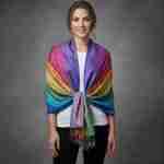 Rainbow Ornate Paisley Pattern Pashmina Shawl Scarf
