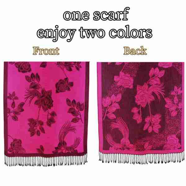 Rose Floral Pashmina Reversible Scarf Shawl