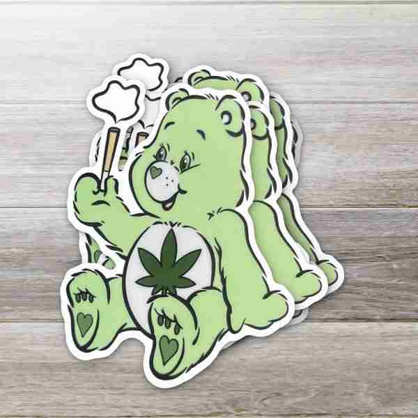 Caring Weed Bear Sticker- Green Joint