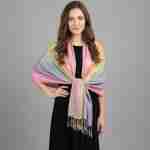 Rainbow Ornate Paisley Pattern Pashmina Shawl Scarf