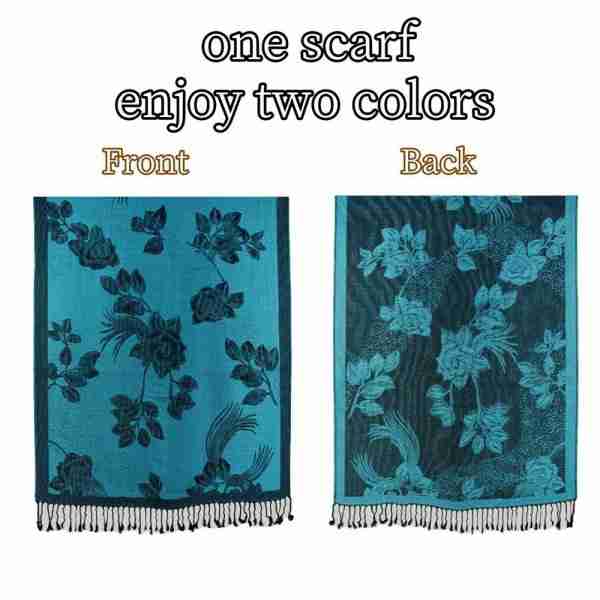 Rose Floral Pashmina Reversible Scarf Shawl