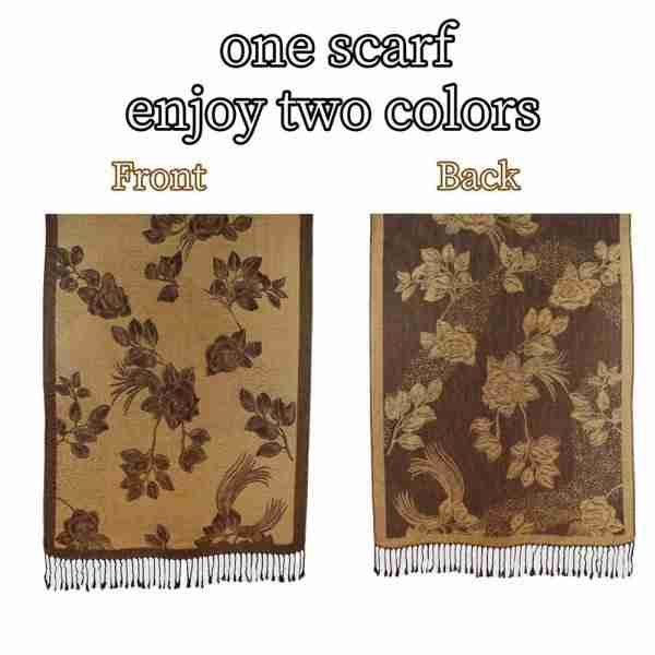 Rose Floral Pashmina Reversible Scarf Shawl