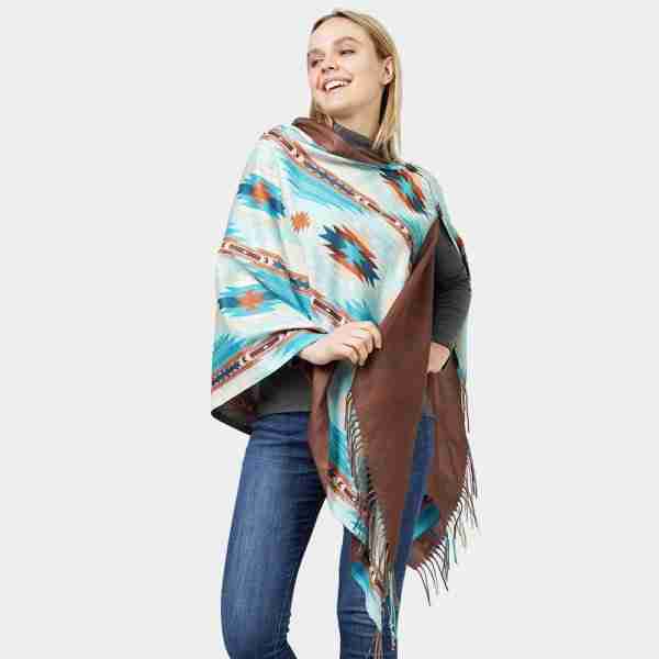 Aztec Patterned Scarf / Poncho