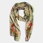 Elegant Floral Print Printed Oblong Silky Satin Scarf Shaw