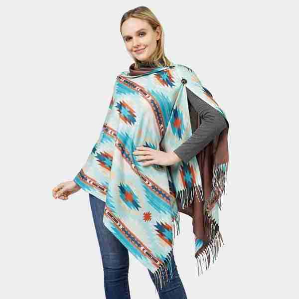 Aztec Patterned Scarf / Poncho