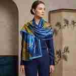 Silk Feel Crane Print Versatile Wrap Scarf