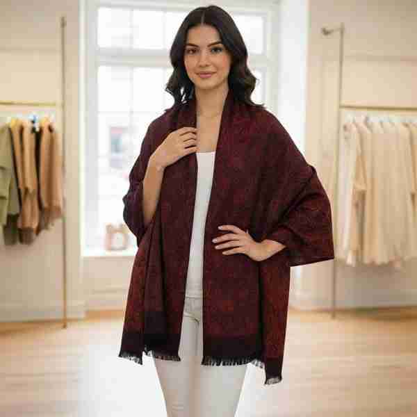 Paisley Pattern Pashmina Feel Draped Wrap Scarf