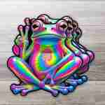 Vibrant Peace Frog Sticker