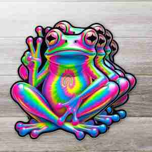 Vibrant Peace Frog Sticker