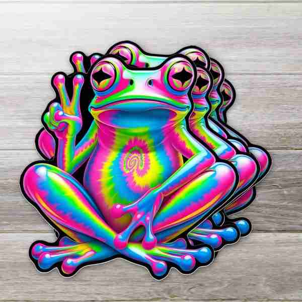Vibrant Peace Frog Sticker
