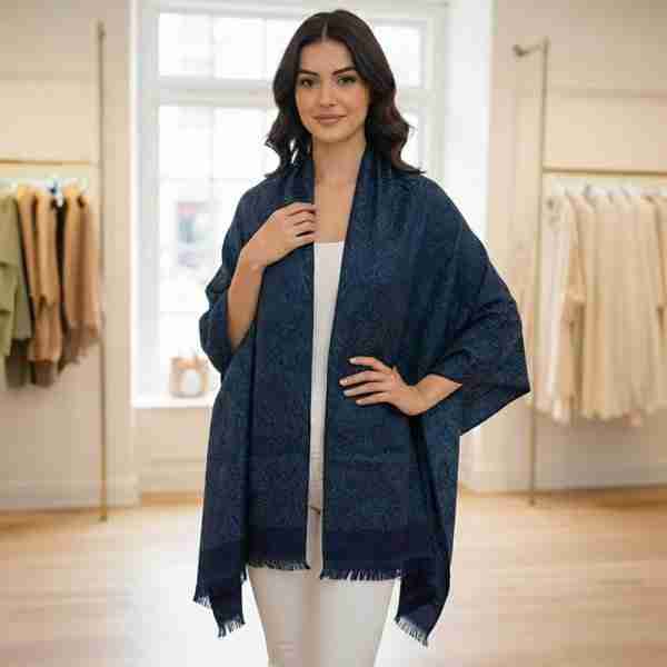 Paisley Pattern Pashmina Feel Draped Wrap Scarf