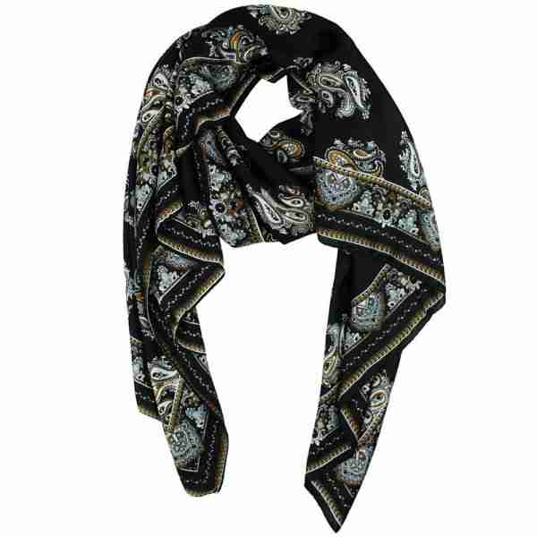Paisley Pattern Printed Oblong Silky Satin Scarf Shawl