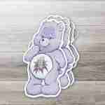 Caring Weed Bear Sticker- Purple Bud