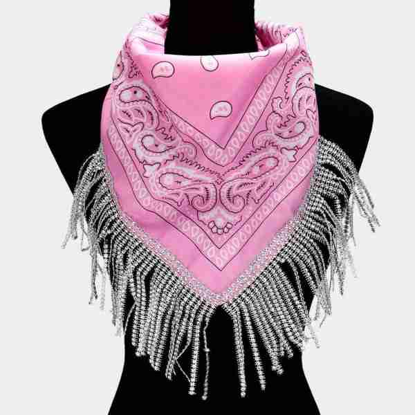 Rhinestone Like Fringe Cowgirl Bandana Scarf
