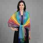 Rainbow Ornate Paisley Pattern Pashmina Shawl Scarf