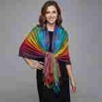 Rainbow Ornate Paisley Pattern Pashmina Shawl Scarf