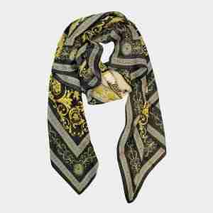 Abstract Pattern Printed Oblong Silky Satin Scarf Shawl
