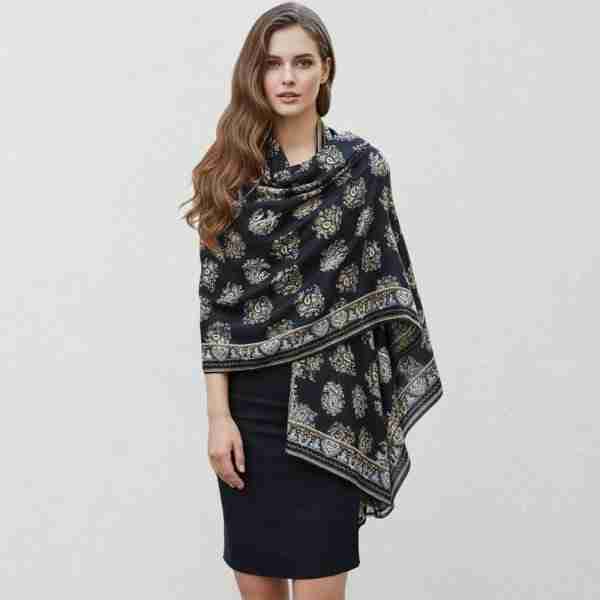 Paisley Pattern Printed Oblong Silky Satin Scarf Shawl