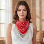 Rhinestone Like Fringe Cowgirl Bandana Scarf