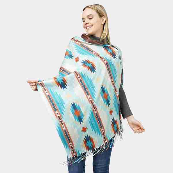 Aztec Patterned Scarf / Poncho