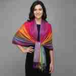 Rainbow Ornate Paisley Pattern Pashmina Shawl Scarf