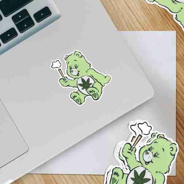 Caring Weed Bear Sticker- Green Joint