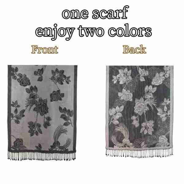 Rose Floral Pashmina Reversible Scarf Shawl