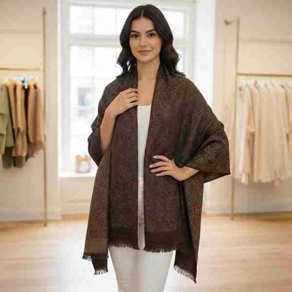 Paisley Pattern Pashmina Feel Draped Wrap Scarf