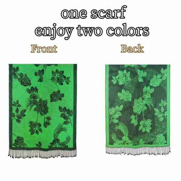Rose Floral Pashmina Reversible Scarf Shawl