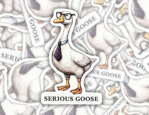 Serious Goose Sticker | Funny Goose in Tie Vinyl Decal