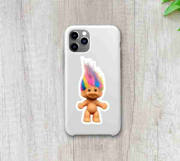 Retro Troll Doll Vinyl Sticker- Rainbow Hair