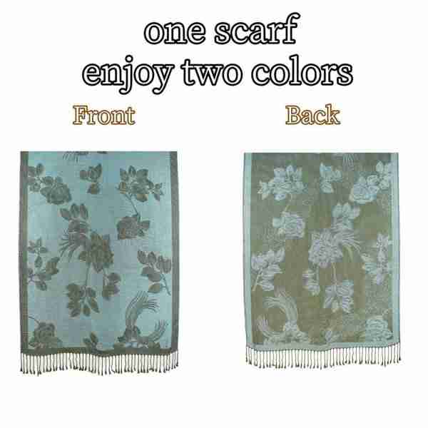 Rose Floral Pashmina Reversible Scarf Shawl