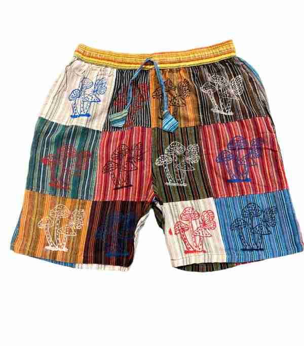 Cotton Patchwork Multi Mushroom Block Print Short