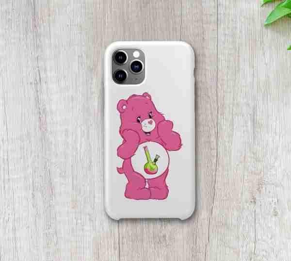 Caring Weed Bear Sticker- Pink Bong