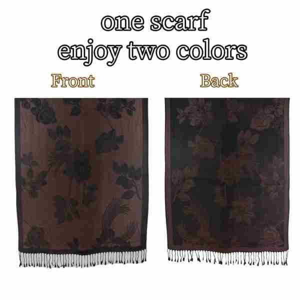 Rose Floral Pashmina Reversible Scarf Shawl