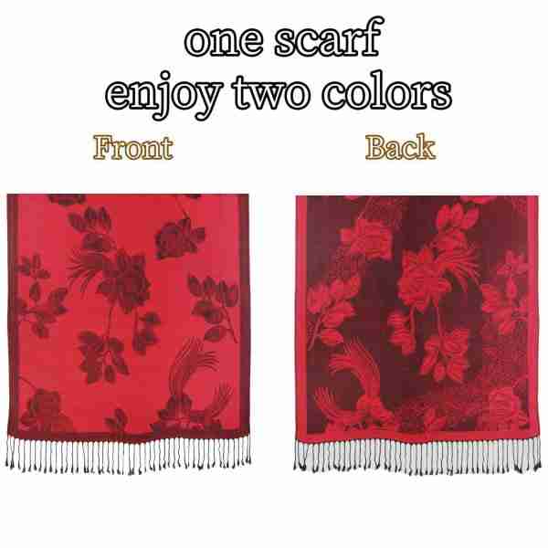 Rose Floral Pashmina Reversible Scarf Shawl