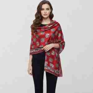Paisley Pattern Printed Oblong Silky Satin Scarf Shawl
